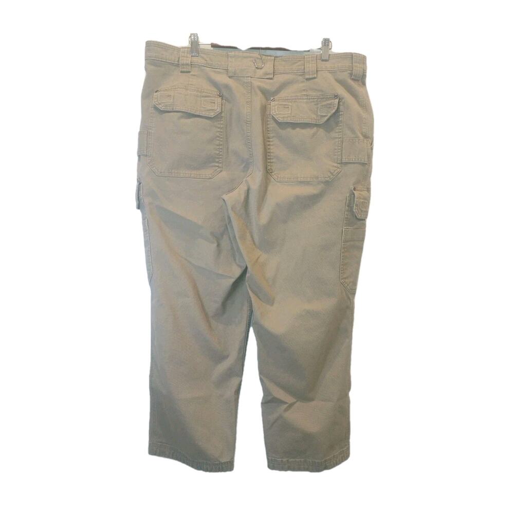 Duluth Trading Mens Flex Fire Hose Stretch Cargo Work Pants 42x30 Light Khaki - Picture 3 of 10